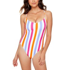 Salt + Cove Juniors’ Striped Side-Lace One-Piece Swimsuit,Multi Stripe, Small