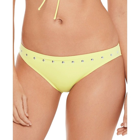  Juniors’ Studded Bikini Bottoms, Yellow, S