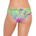  Juniors’ Tropical Punch Printed Ruffled Hipster Bikini Bottoms,Green,Small