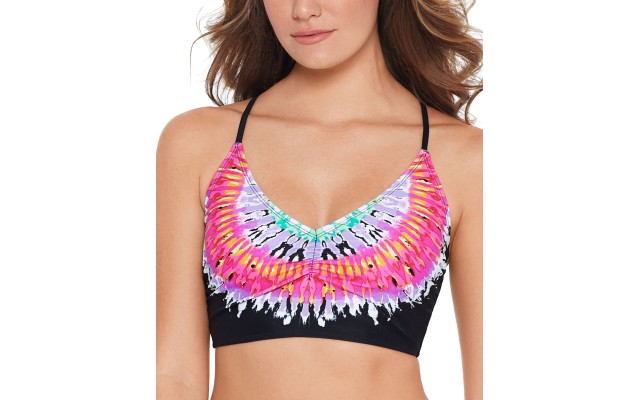  Juniors’ Totally Tie-Dye Printed Bralette Bikini Top, Multicolor, MULTI/COLOR, Small
