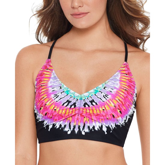  Juniors’ Totally Tie-Dye Printed Bralette Bikini Top, Multicolor, MULTI/COLOR, X-Small