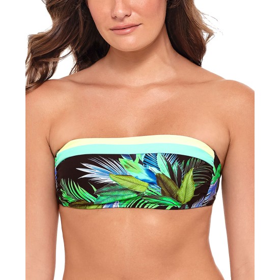 Juniors' Tropic Glo Bandeau Bikini Top, Multicolor, MULTI/COLOR, Large