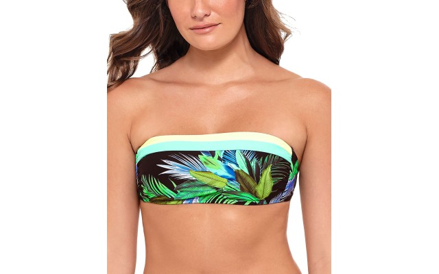  Juniors' Tropic Glo Bandeau Bikini Top, Multicolor, MULTI/COLOR, Large