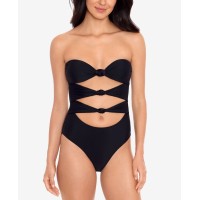 Salt + Cove Knot Front One-Piece Swimsuit, Black, S