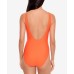  Laced Grommet One-Piece Swimsuit, Orange, Large
