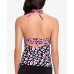  Shirred-Side Halter Tankini Top, Medium, Multicolor