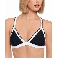 Salt + Cove Stitched Colorblocked Bikini Top, X-Small, Black