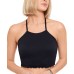  Textured Smocked Bikini Top, Medium, Black