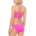  Textured Smocked Bikini Top, Pink, XS