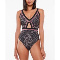Sanctuary Here Kitty Kitty Cutout One-Piece Swimsuit Women’s Swimsuit, Medium, Black