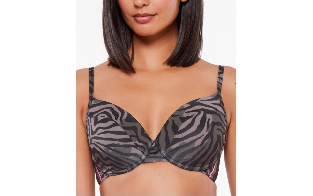  Here Kitty Kitty Underwire Bikini Top, DD, Black