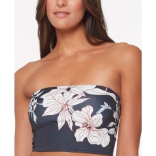 Sanctuary Night in the Jungle Crop Bandeau Bikini Top, Black, S