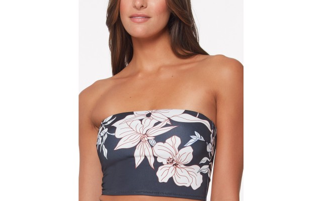  Night in the Jungle Crop Bandeau Bikini Top, Black, S