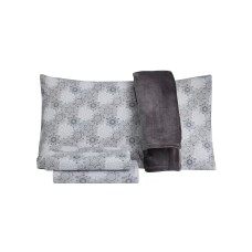 Sanders Holiday Microfiber 5 pc Queen Sheet Set With Throw Bedding