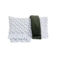 Sanders Holiday Microfiber 5 pc Queen Sheet Set With Throw Bedding, White, Queen