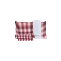 Sanders Holiday Microfiber Queen Sheet Set With Throw, 4 Piece Set, Red