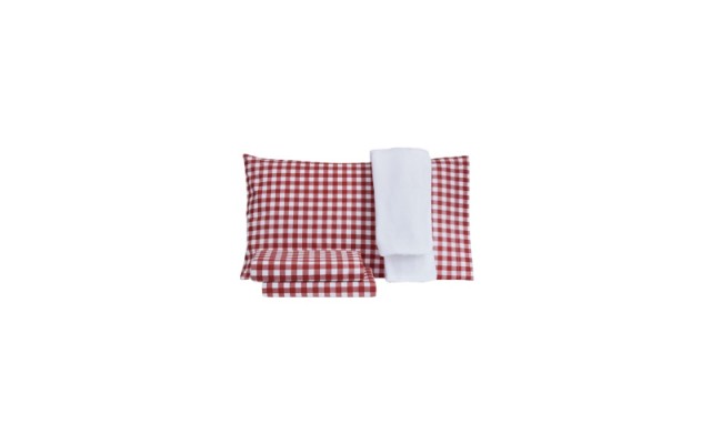  Holiday Microfiber Queen Sheet Set With Throw, 4 Piece Set, Red