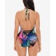 Skinny Dippers Bright Lights Sirena One-Piece Swimsuit,Multi, Large