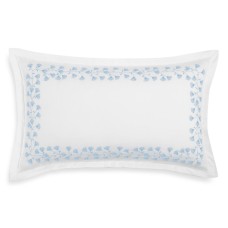 Sky Floral Embroidered Decorative Pillow, Blue, 14 x 24