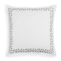 Sky Floral Embroidered Euro Pillow Sham, Gray, 26×26