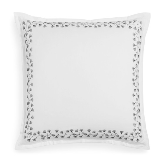  Floral Embroidered Euro Pillow Sham, Gray, 26×26