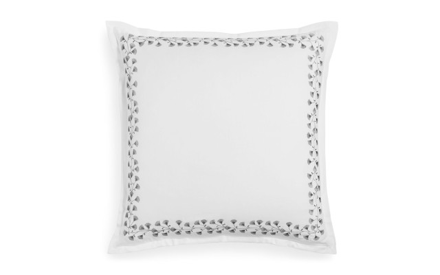  Floral Embroidered Euro Pillow Sham, Gray, 26×26