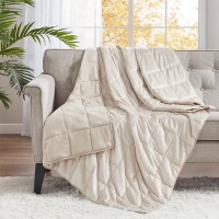 Sleep Philosophy Faux Mink to Microfiber Weighted Blanket, Beige, 48″ x 72″