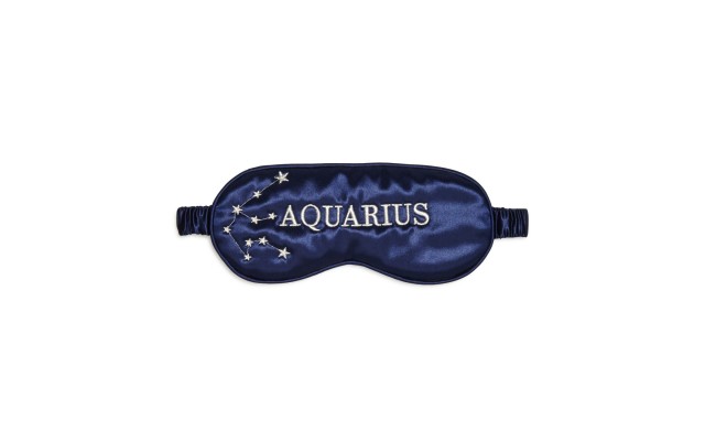  Silk Zodiac Embroidered Silk Eye Mask, Navy