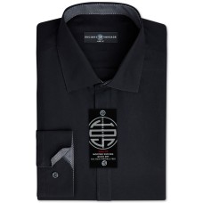 Society of Threads Men’s Slim-Fit Non-Iron Performance Solid Dress Shirt, Black Small