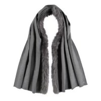 Soft Stretch Women’s Wrap with Faux Fur,Gray