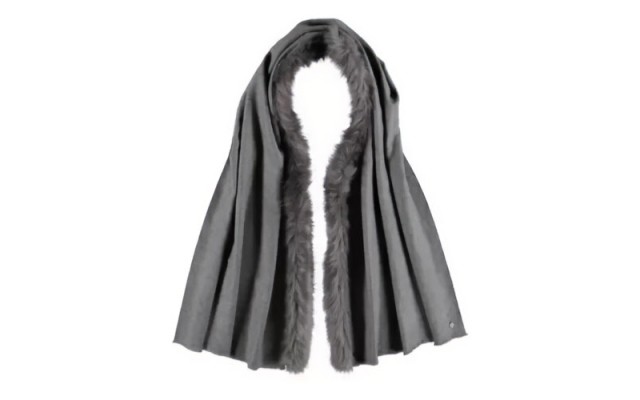 Soft Stretch Women’s Wrap with Faux Fur,Gray