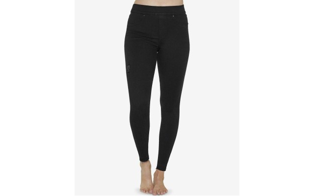  Women’s Distressed Denim Skinny Pants, Black, Large