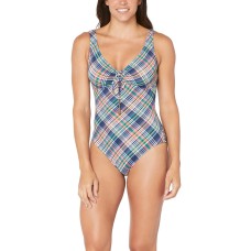 Sperry Plaid Lace Up One-Piece Swimsuit Women’s Swimsuit, Multi, X-Large