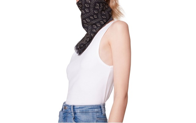  Cotton Printed Bandana Scarf, Black