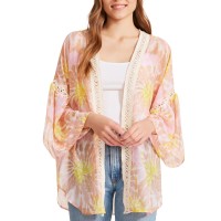 Steve Madden Crochet-Trim Tie-Dyed Kimono, 31×32 Multicolor