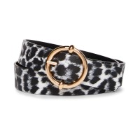Steve Madden Reversible Round-Buckle Belt, Black/White, S