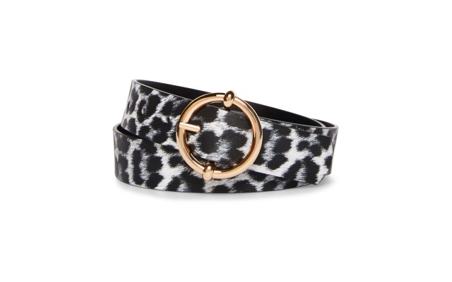  Reversible Round-Buckle Belt, Black/White, S