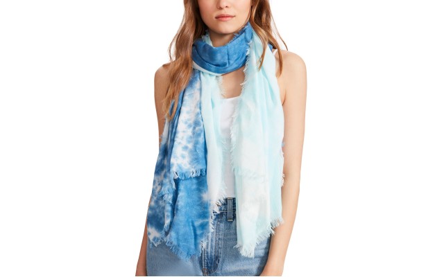  Two-Tone Tie-Dyed Scarf, Blue
