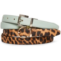 Steve Madden Women’s 2-For-1 Reversible Belt, Tan/Mint, M