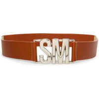 Steve Madden Women’s Logo Interlock Stretch Belt, Brown, M/L