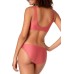 Studio  Tie Front Deep Scoop Bikini Top, Pink, Medium