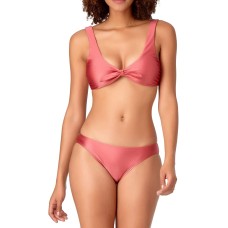 Studio Anne Cole Tie Front Deep Scoop Bikini Top, Pink, Medium