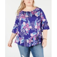 Style & Co Plus Size Printed Off-The-Shoulder Top