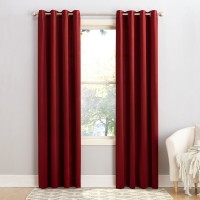 Sun Zero Madison Room Darkening Grommet Curtain Panel, Red, 54x84
