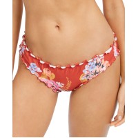 Sundazed Mermaid Floral Printed Ruffled Bikini Bottoms, Small, Orange