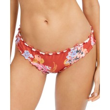 Sundazed Mermaid Floral Printed Ruffled Bikini Bottoms, Small, Orange