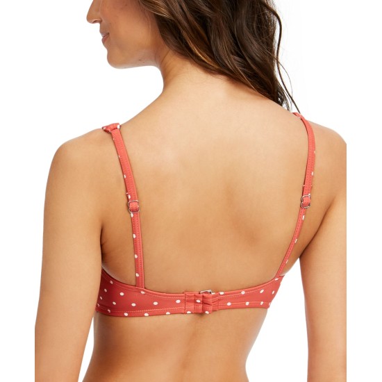  Printed Tie-Front Underwire Bikini Top,Terracotta,36DD
