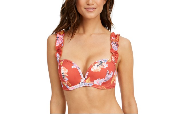  Skye Floral Bra-Sized Bikini Top,Terracotta, 36C