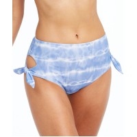 SUNDAZED Tie-Dye Side-Tie High-Waist Bikini Bottoms, Medium, Blue