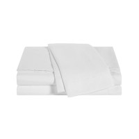 Sunham Wellbeing Oxywash Solid 300 Thread Count Sheet Set, Queen Bedding, White